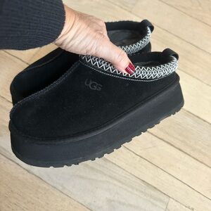 UGG Black Suede Platform Slip-Ons